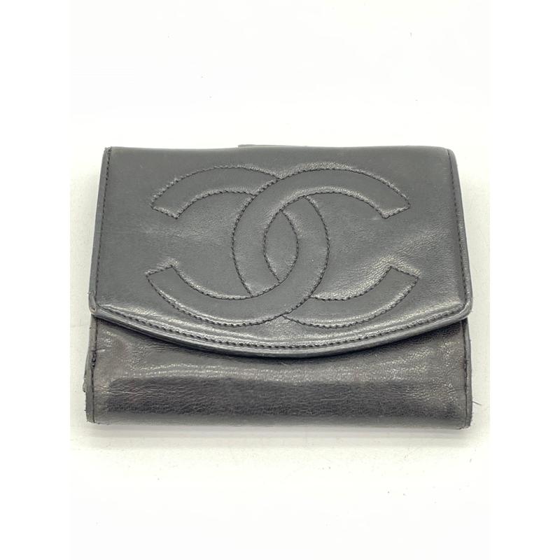 Pre-owned CHANEL Leather small leather goods PRELOVED CC Logo Black Caviar Skin Bifold Wallet. 111424 H
