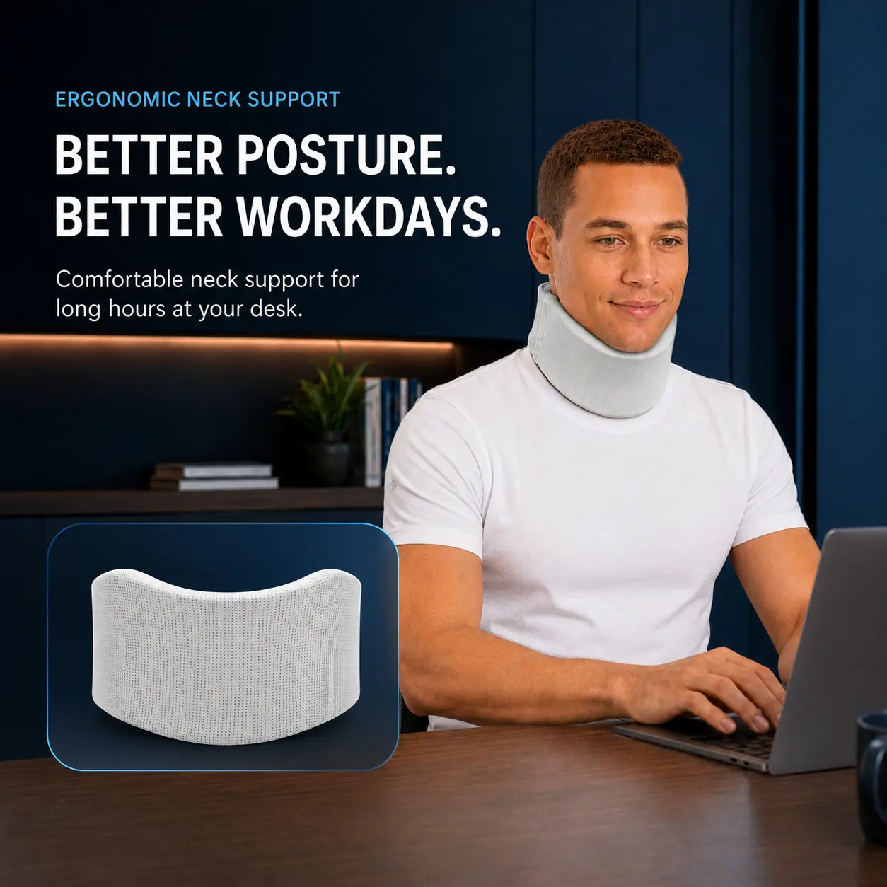 ARTELSE Foam Neck Brace For Working & Sleeping, For Neck Support Soft Cervical Collar Gray Medium Size Fits Neck Circumference 13.8-18.1 inch (35-46 cm), Height 3.15-3.75 inch (8-9.5 cm)
