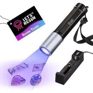 LET'S RESIN UV Light for Resin Curing, Portable Mini 365nm UV Flashlight Black Light, Faster Cure LED Waterproof UV Lamp Rechargeable for Resin Molds, Pet Urine, Dry Stains, Bed Bug