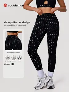 Women's High Waisted Yoga Pants, Polka Dot Print, Breathable Fabric, Comfort Fit for Fitness and Daily Wear, Fashion Sports Clothing, Athletic Leggings