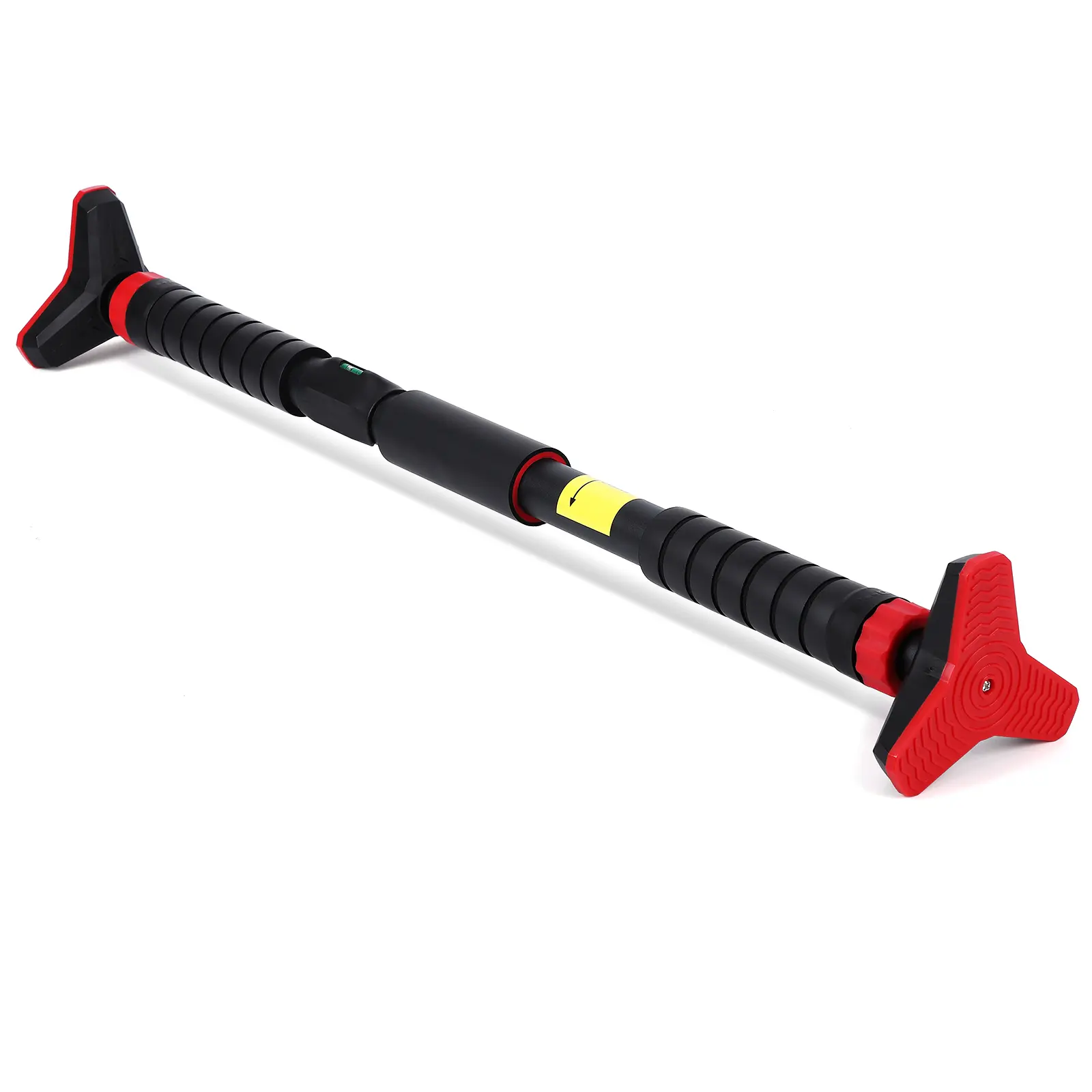 No-Drill Adjustable Doorway Pullup Bar with Level Tool - Fits 27"-42" Door Width, 440lbs Weight Capacity - Heavy-Duty Chin Up Trainer, Black & Red Home Gym Workout Equipment