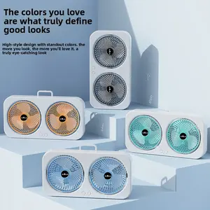 New Dual-Head Oscillating USB Rechargeable Desktop Fan, High-Power Fan for Outdoor Dorm Office, Suitable for Office, Dormitory, and Outdoor Campingstable Angle, 3 Hours of Use on a Full Charge