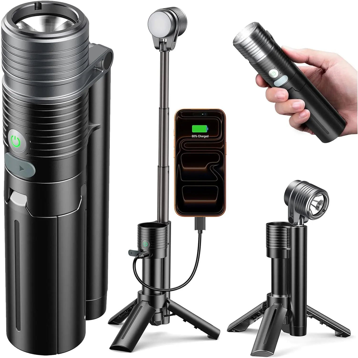 2-in-1 180° Flip Dual Lamp LED Flashlight, 8-Mode 4500mAh Type-C Waterproof Camp Light, Baby & Maternity Costume Jewelry Accessory for Outdoor Emergency Use, Teen Gift, No, Unisex