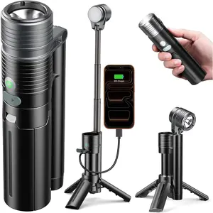 Flashlight Camping Lights 2in-1, 180 ° Flip Dual Lamp 8-Mode LED Bright Weird Cool Unique Flash Light Camp Lantern Waterproof 4500mAh Type-C for Outdoor Home Emergency, Gift for Teen Men Women