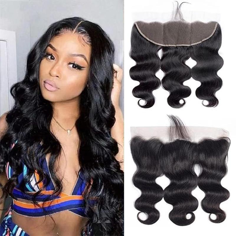 RIVERWOOD Hair 13x4 Lace Frontal & 13x6 & 4x4 Closure 100% Human Hair 150% Density Body Deep Straight Wave Natural Black for Styling & Versatile Use Extensions