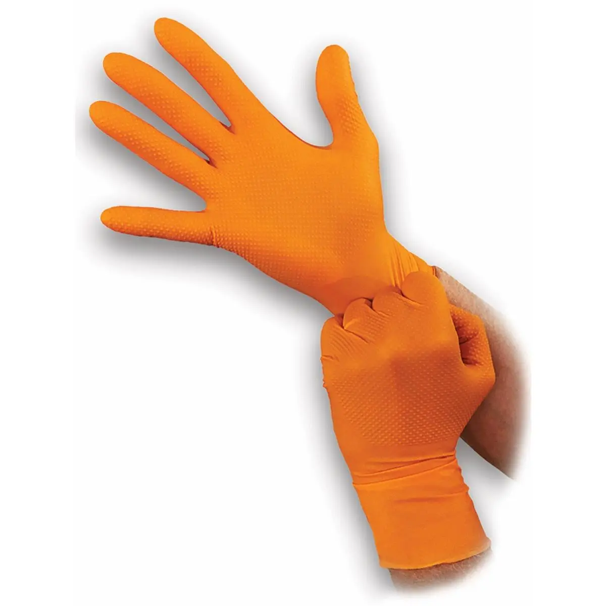212 MAIN Industrial 8 Mil Powder-Free Nitrile Coated Disposable Gloves, Super Tough, Aggressive Diamond Grip, Orange, Extra Large - 100 Gloves per Box, Nitrile Coated Gloves
