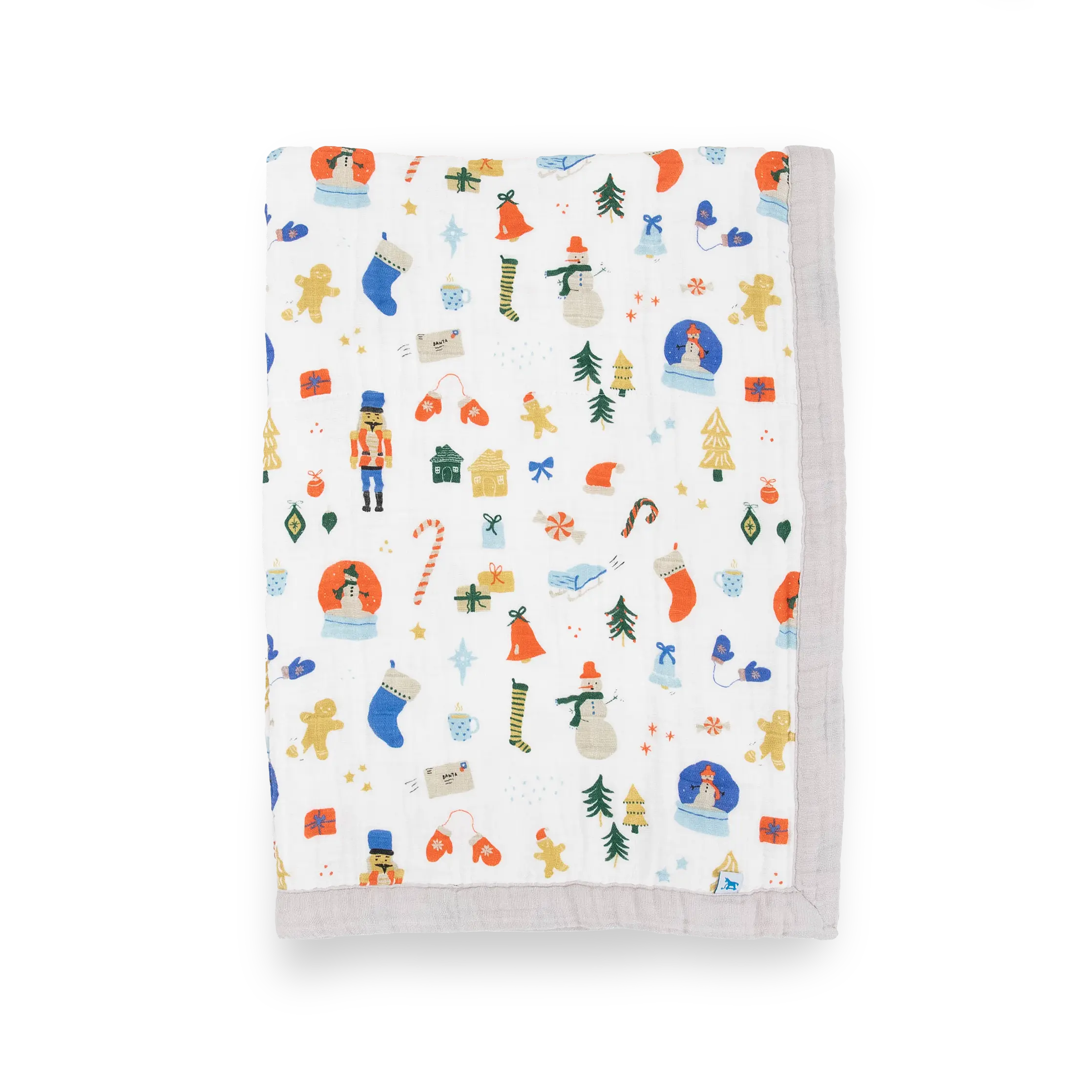Cotton Muslin Baby Quilt - Multi-Layered Cute Bedding, Colorful Quilted Blankets & Throws for Infant, Christmas Time Use