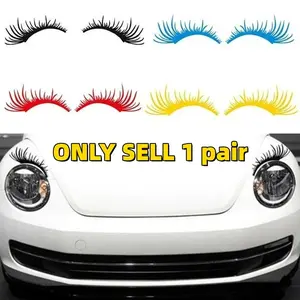 Two-Piece Car Headlight Eyelashes, Cute Fake Eyelash Stickers, Headlight Decoration Eye Patches, Fashion Car Accessories