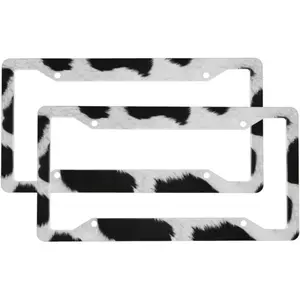2 Sets Cow Hide Premium License Plate Holder - Car Truck SUV Front and Rear Bracket for Enhanced Night Vision 4 Holes ﻿