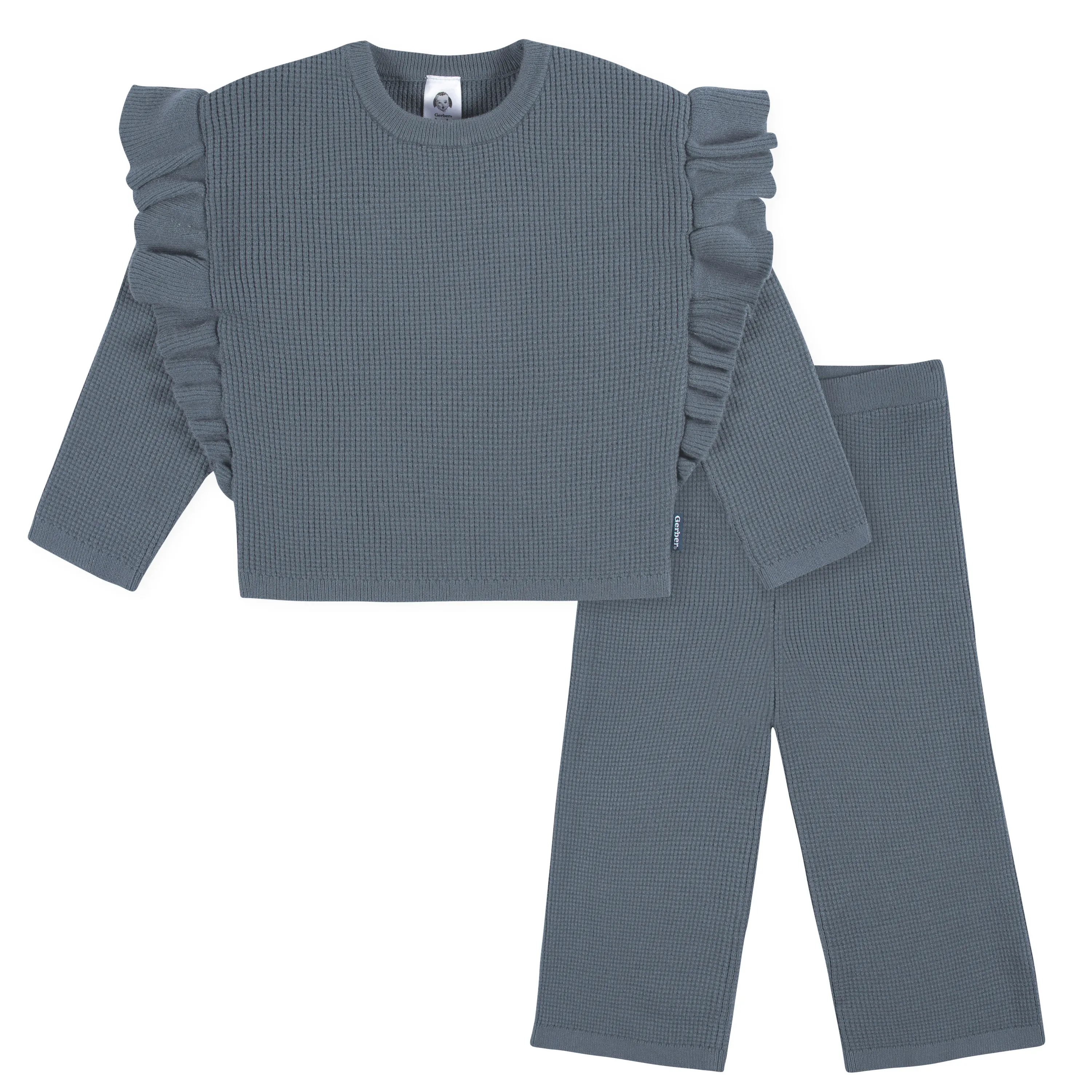 Gerber Toddler Girls' 2-Piece Knit Sweater with Ruffles & Pant Set in Multiple Colors