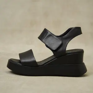 Cample Platforms Black Women`s Summer Casual Sandals