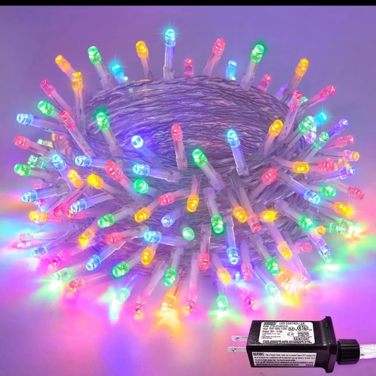 Decor Lights, 200 LED Multicolor Christmas Lights Clear Wire Outdoor Indoor, 66ft 8 Modes Colored String Lights Rainbow Christmas Lights Plug in for Christmas Tree Room Decorations