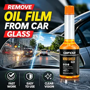 QIFOR Glass Cleaner Powerful Stain Remover, Oil Film Remover, Insect Glue Remover, Anti-Freeze, Hydrophobic Glass Cleaner for Cars