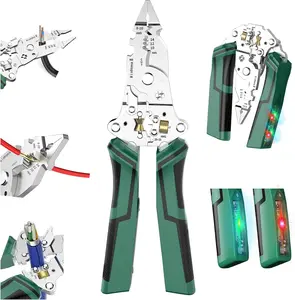 14-in-1 Wire Stripping Pliers 2026 New Rechargeable Tool with Voltage Tester Alarms Detectable 12-250V Heavy-Duty Electrical Pliers Wire Cutters for Professional Home Use Green