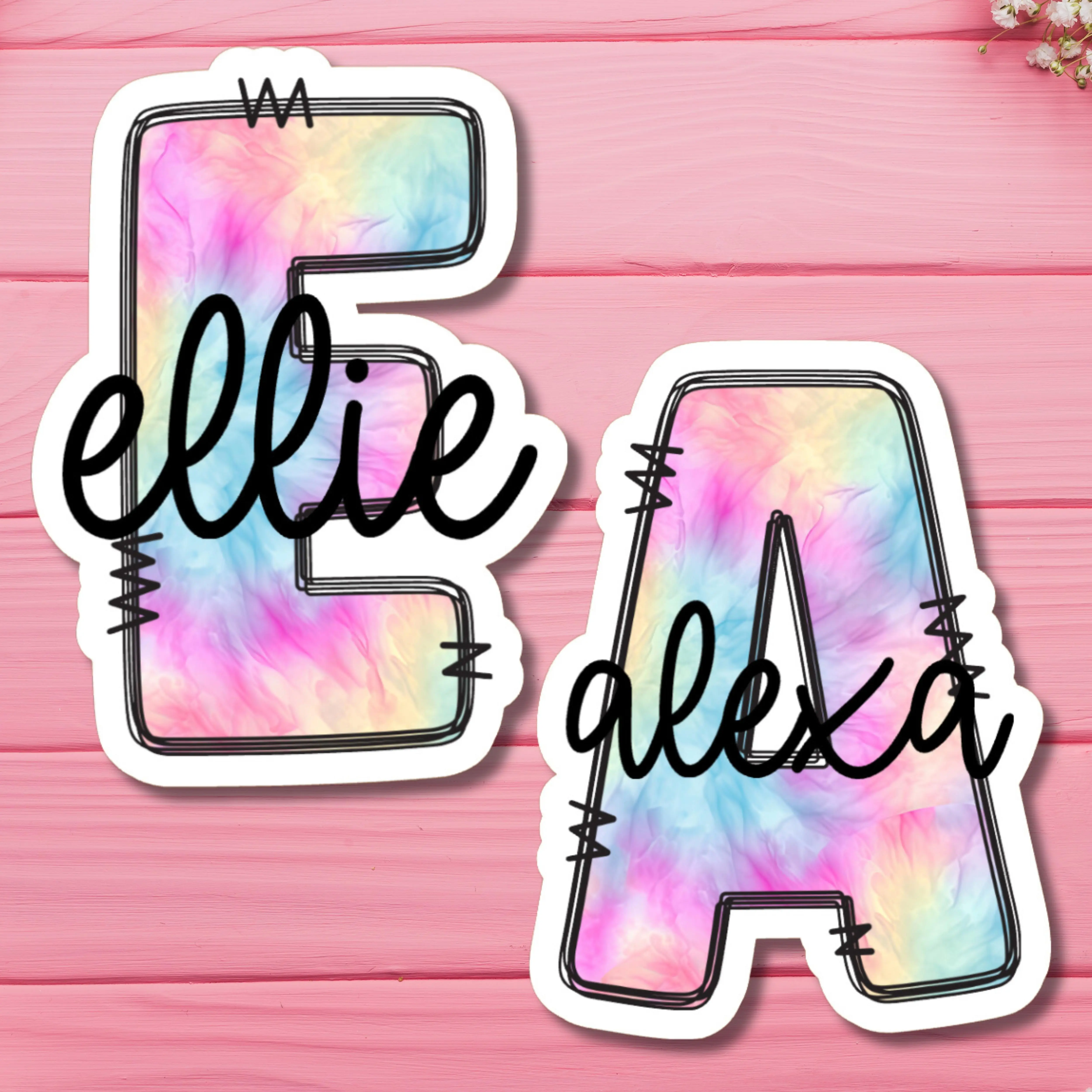 Tie Dye Personalized Name Sticker - Customizable Design for Name Labels and Personalization