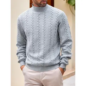 Men’s high-neck thick knit hooded sweatshirt — warm and comfortable, suitable for wearing over long-sleeved shirts in spring and autumn, and usable as a base layer under other sweaters in winter. Men's pullover, available in multiple colors