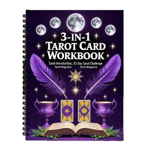 Three-In-One Tarot Card Practice Tutorial Notebook, Workbook, Mystical Tarot and Magic Atmosphere Design, Ideal for Tarot Enthusiasts