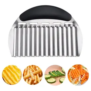 Crinkle For Veggies Potatoes  Stainless Steel Wave Kitchen Chipper Salad Chopping Cucumber Carrot Fruit Vegetable