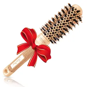 Boar Bristle Round Brush for Blow-drying, Straightening, Volumizing Back-Length Thick or Long Hair, Large Ceramic Vented Roller (2-inch Barrel, 3.3" with Bristles) Haircare Heatless