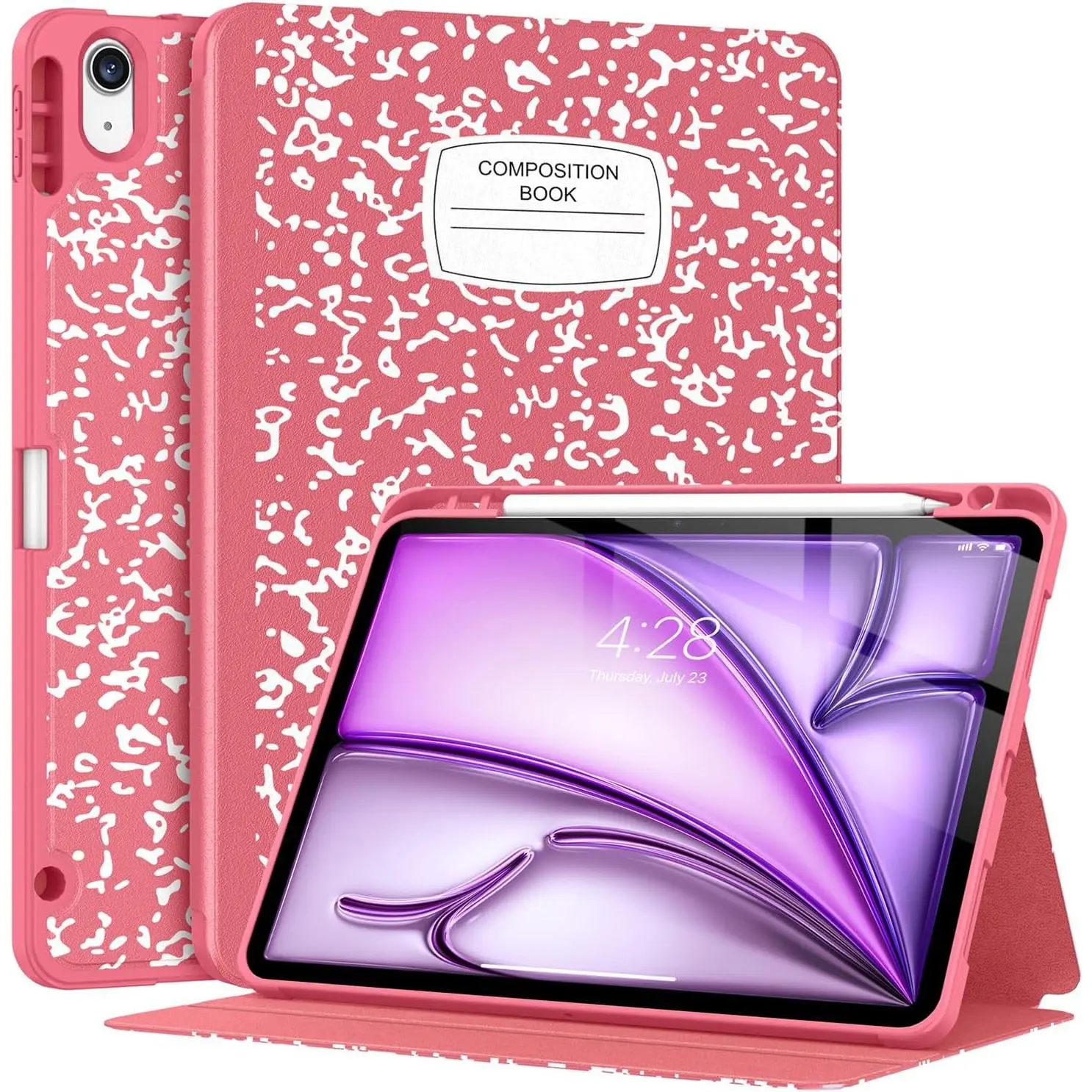 Case for iPad Air 11 Inch (M3 2025/M2 2024),iPad Air 5th/4th Generation 10.9 Inch 2022/2020 with Pencil Holder-[Auto Wake/Sleep], Folio Stand Soft TPU  Cover-Watermelon