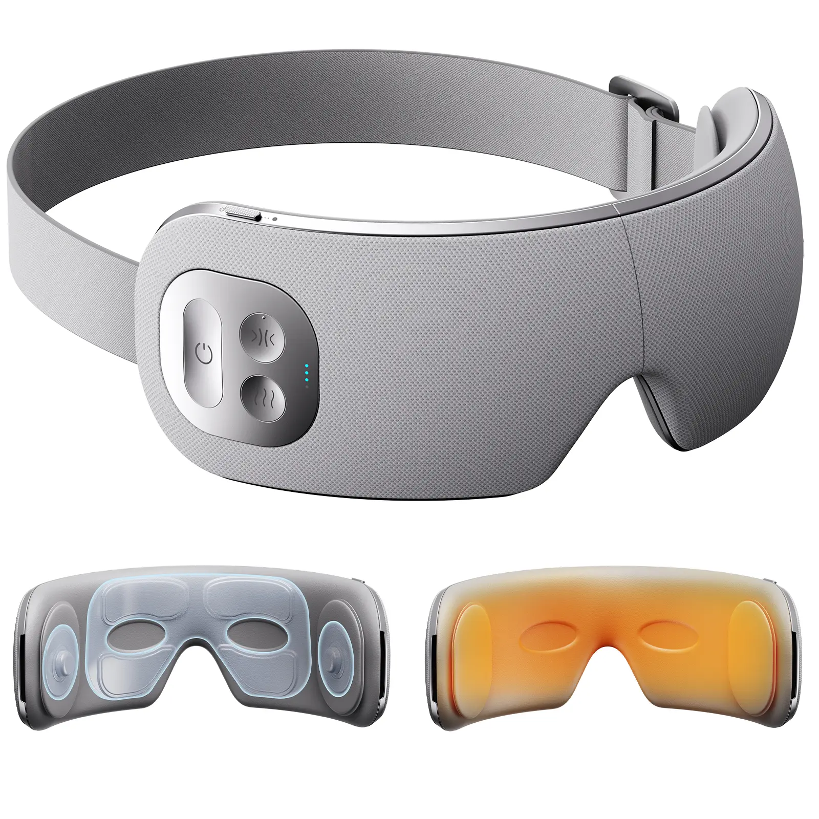 Ultra Quiet Eye Massager for Migraine Pain Relief with Temple Massage, Heat, and Timer, Electric Heated Eye Mask for Eye Strain, Dry Eyes with 3 Air Compression & Intensity Levels, 120 Mins Long Use