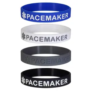 4pcs Pacemaker Medical Alert Rubber Bracelet Silicone Wristband, Comfortable & Durable Design, Ideal for Daily Wear