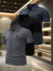 Men's Golf Polo Shirt Set, Golfing Shirt, Quick-Dry Casual Fitted Design, Plain Pattern Comfortable Sportswear, Ideal for Everyday Wear, Quick Drying Top
