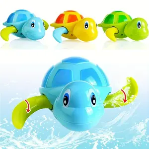 Wind-Up Swimming Turtle - A fun bath toy designed for family playtime. Features a smooth shell surface with cute patterns, easy winding for little hands, and steady swimming motion. Ideal for family bathtub bathing and interactive
