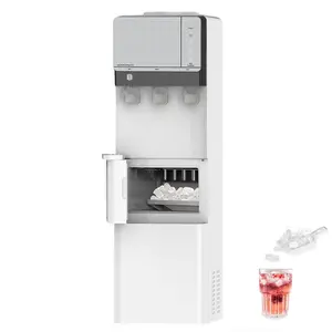 IKT Hot and Cold Water Cooler Dispenser with Ice Maker for 5 Gallon Bottle 27 lbs Daily Capacity Night Light Child Safety Lock White