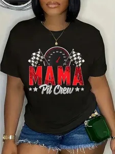 100% Cotton Unisex Race Car Birthday Party Racing Family Mama Pit Crew T-Shirt