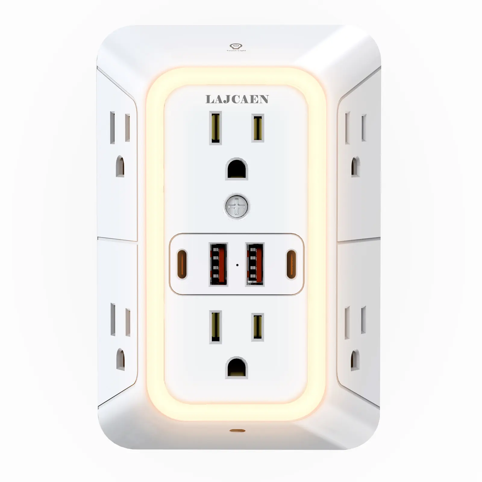 White-6 Outlet+2U2C-Night light