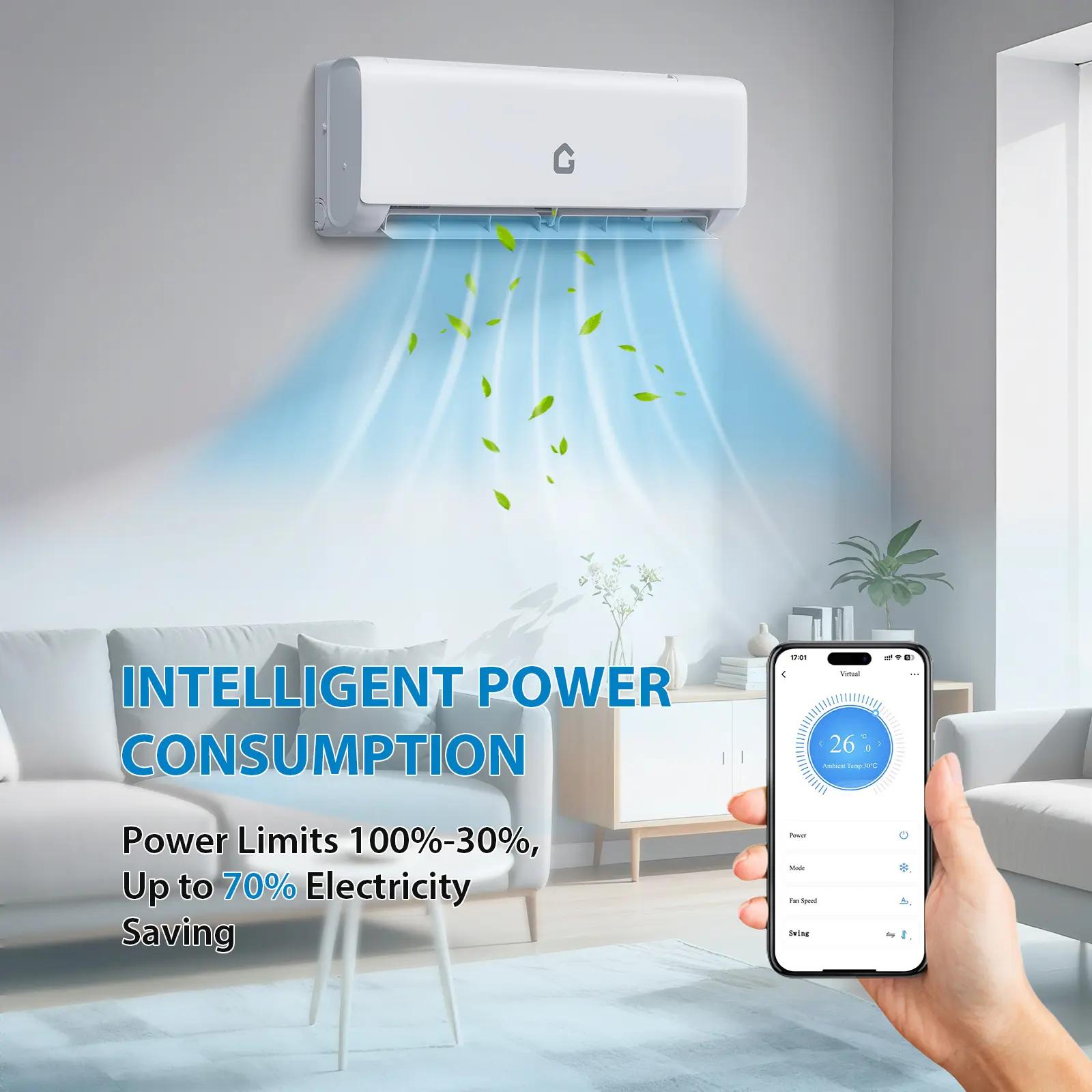 9000 BTU Wall-Mounted Ductless Mini Split Air Conditioner & Inverter Heat Pump - 230V, 18.5 SEER2 - Energy-Efficient Cooling & Heating - WiFi & Remote - Pre-Charged - Complete Installation Kit - For Rooms Up to 450 Sq.Ft-party gift