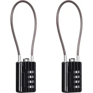 ® Compact Design Twins Resettable 4-Digit Combination Padlock, Extra Long Cable – Personalized Password, Durable Vinyl Steel Cable, Multipurpose Lock for Suitcase, Gym Lockers, Toolbox – Black