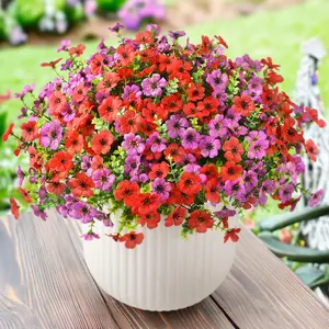 Artificial Flowers Faux Plants, 12 Bundles Pack Realistic Plastic Plant, Colorful Floral Daisy UV Resistant Decorative, Outdoor Spring Summer Decor