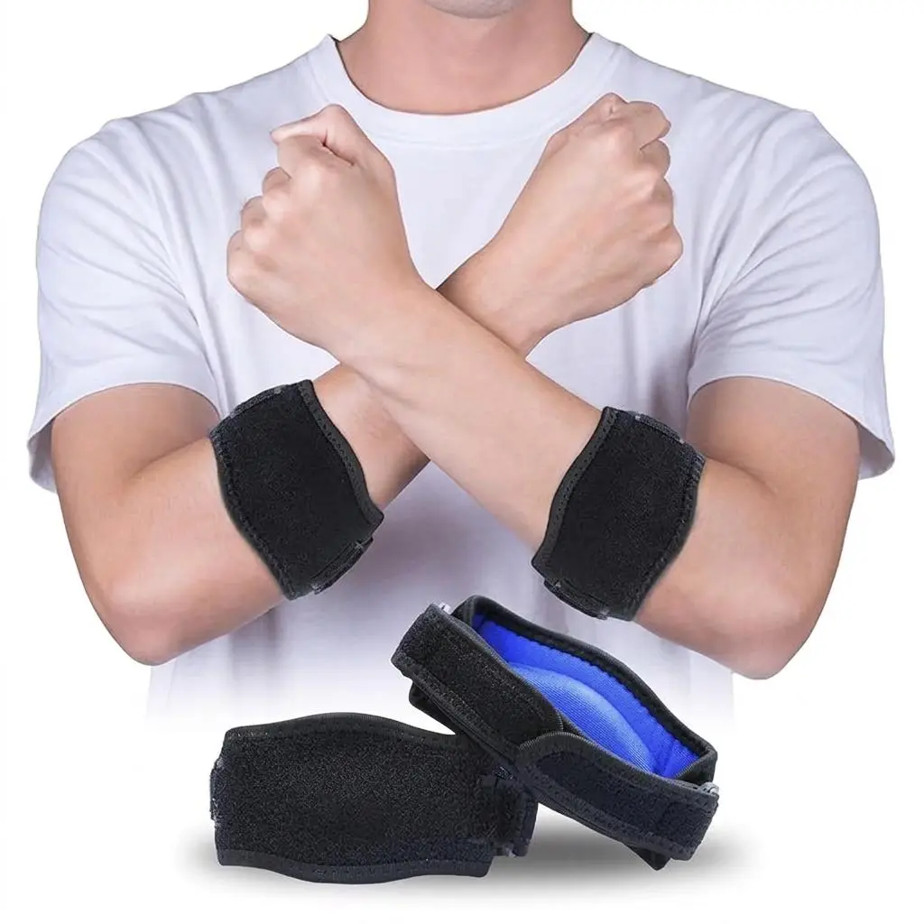 2 Pack Adjustable Elbow Straps for Tennis & Golf, Forearm Compression Bands for Sports, Workouts, Work and Daily Activities
