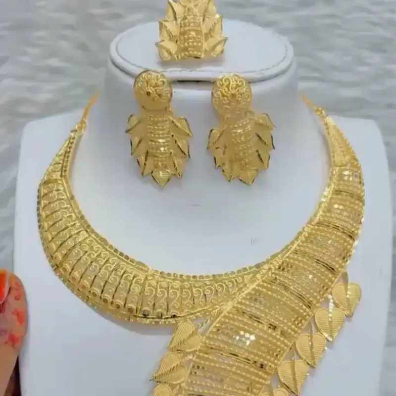 Elegant Gold Plated Jewlery 3pc. Set for Women’s Fashion Accessories