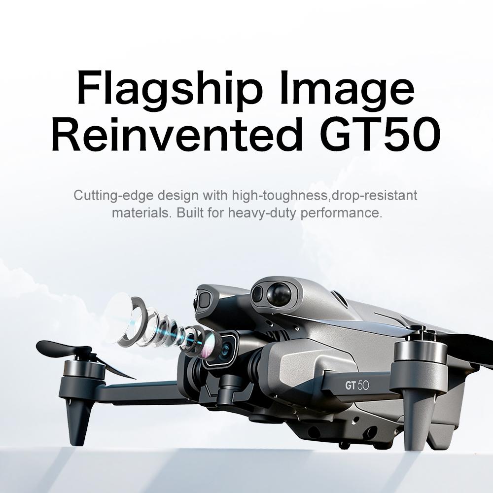 GT50 Dual Battery Drone — 4.3" LCD Remote, HD Aerial, Smart Obstacle Avoidance, Brushless Motor & Optical Flow Hover Quadcopter | Beginner-Friendly & Perfect Kids Gift