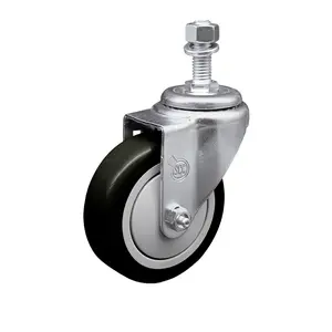 Service Caster Brand Replacement for Colson Caster 2.04254.95 - Polyurethane Swivel Threaded Stem Caster with 4" Black Wheel and 1/2" x 1-1/2" Stem - 350 lbs Capacity/Caster