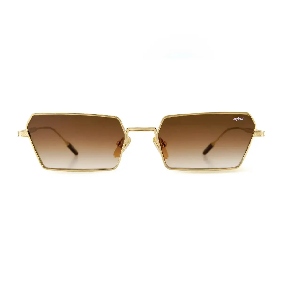 Infinit Gibson Rectangle Sunglasses, Gold + Brown