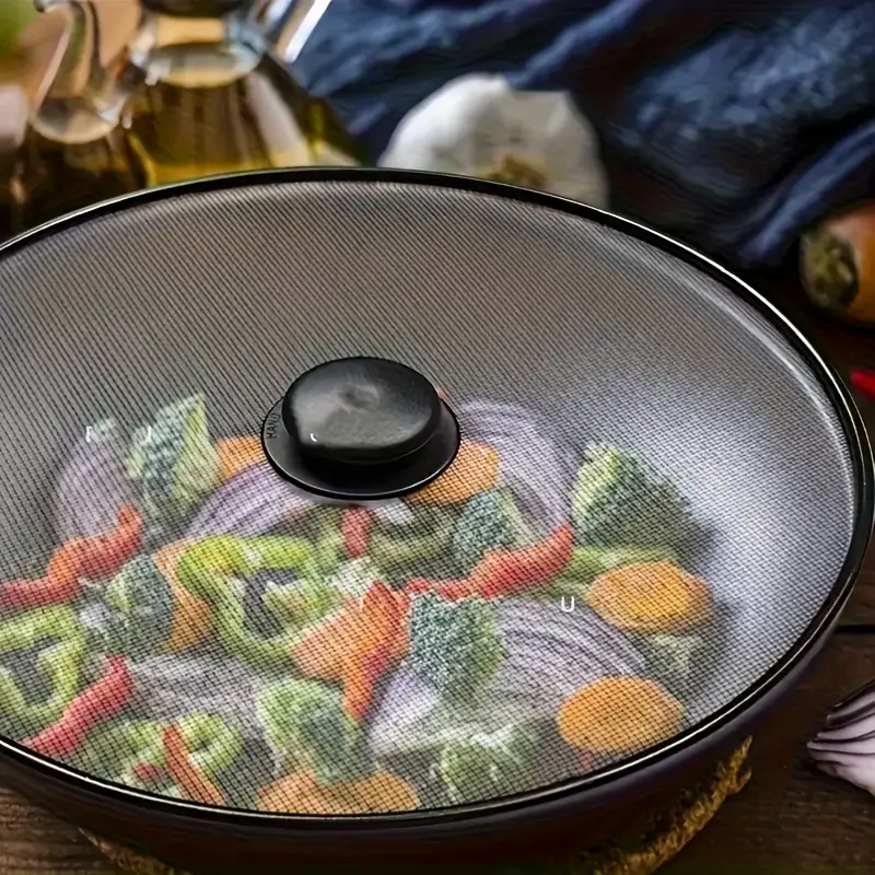 3pcs Heat Resistant Mesh Lids for 8-12 Inch Pots, Prevent Splatter and Smoke, Keep Food Fresh, Ideal for Healthy Cooking, Durable Stainless Steel