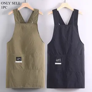 Durable Polyester Chef Apron - Sleeveless, Cross-Back Design for Home Kitchen & Restaurant Use, Waterproof & Oil-Resistant, with Pockets