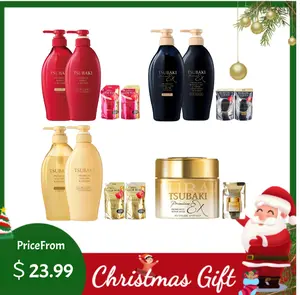 FineToday TSUBAKI Christmas Set, Shampoo and Conditioner Full Size and Refill Set, Suitable for various hair types, Nourishing and Moisturizing，christmas gift
