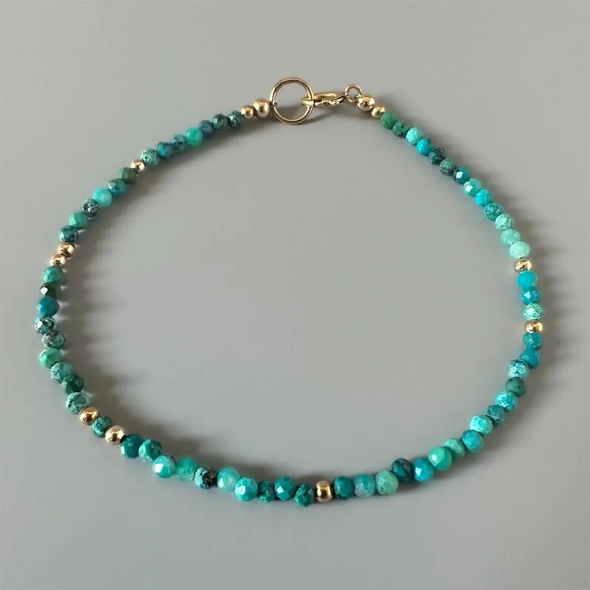 Natural Chrysocolla Bracelets for Women - 2mm Handmade Faceted Beads Adjustable Boho Bracelet - Minimalist Dainty Healing Bracelet Emotional Harmony Daily Wear