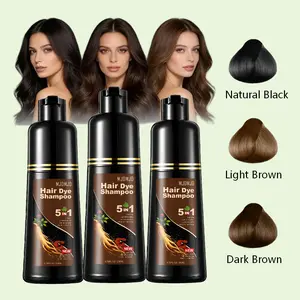 MJDMJD 200ml 5-in-1 Herbal Hair Dye Shampoo (Haircare), 4 Shades (Natural Black, Blonde Brown, Light Brown, Dark Chocolate) - Ginseng-Infused Liquid Formula, Gentle, Mild, Nourishing, Conditioning, Covers Gray Hair in 10 Mins, Shiny Long-Lasting Color