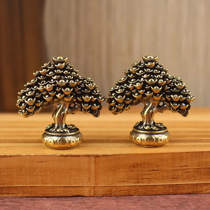 Vintage Wealth Tree, Solid Feng Shui Fortune Bell Tree, Handmade Craft Statue, Creative Collectible, Best Gift, Table Ornament