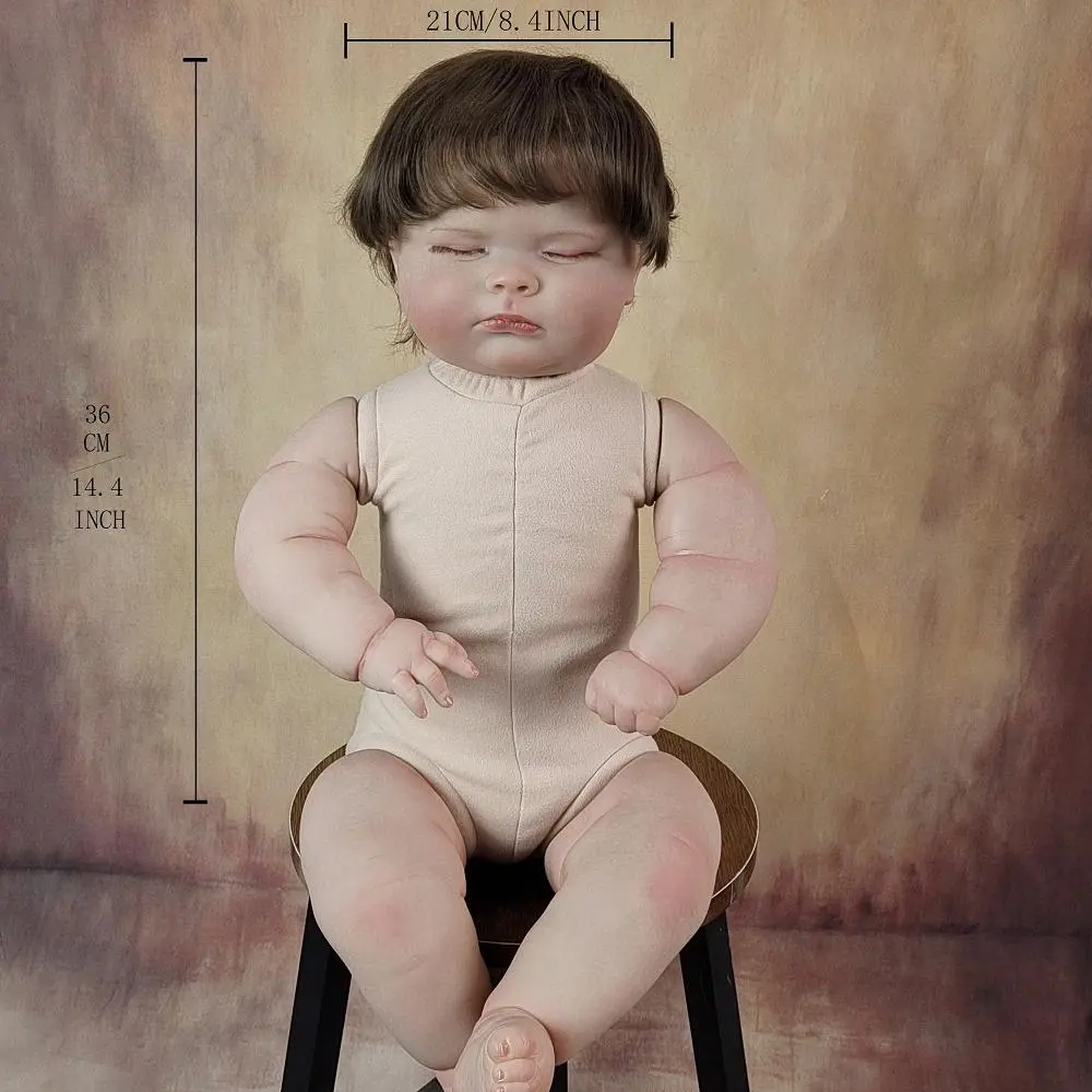 TopLink 60 CM Reborn Soft Vinyl Sleeping Boy Baby Doll 3D Light Beige For Girl With Vascular Vein Cloth Body Like Real Art Baby Gift Lifelike Newborn Doll Soft Stuffed Doll