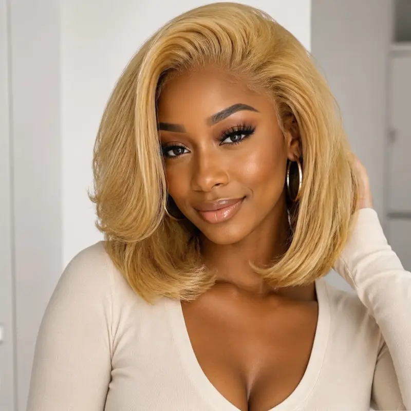 [CLEARANCE SALE] Wiggins Hair Glueless Wig Layered Cut Bob Wig Highlight Blonde Pre Cut 13x4 Lace Front Bob Wig 10inches #weeklydeals #DealsForYouDays