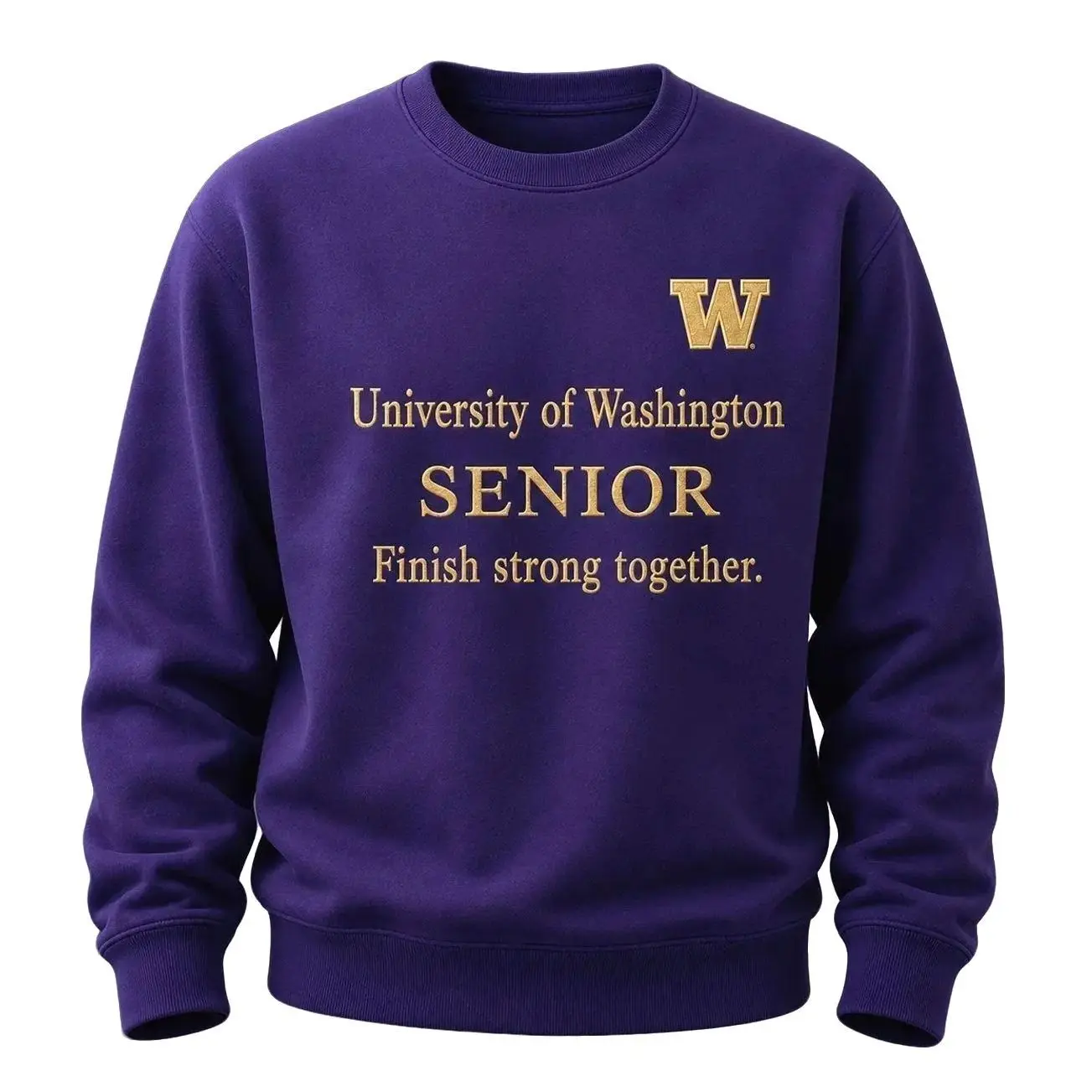 University of Washington Senior Crewneck Sweatshirt, UW Huskies College Class Year Pullover, Purple Campus Student Sweater, Senior Graduation University Gift