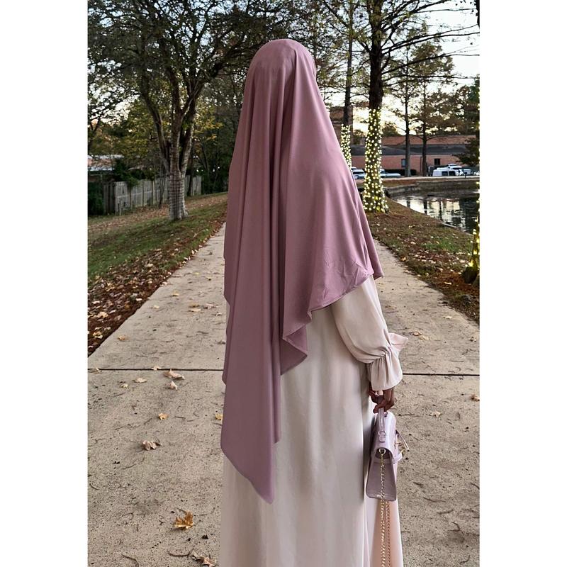 ModestybyMariama Single Layer Khimar- Jersey Breathable Dubai Casual Full Coverage Soft Stretch Non-Slip Lightweight Cotton Jersey Hijab