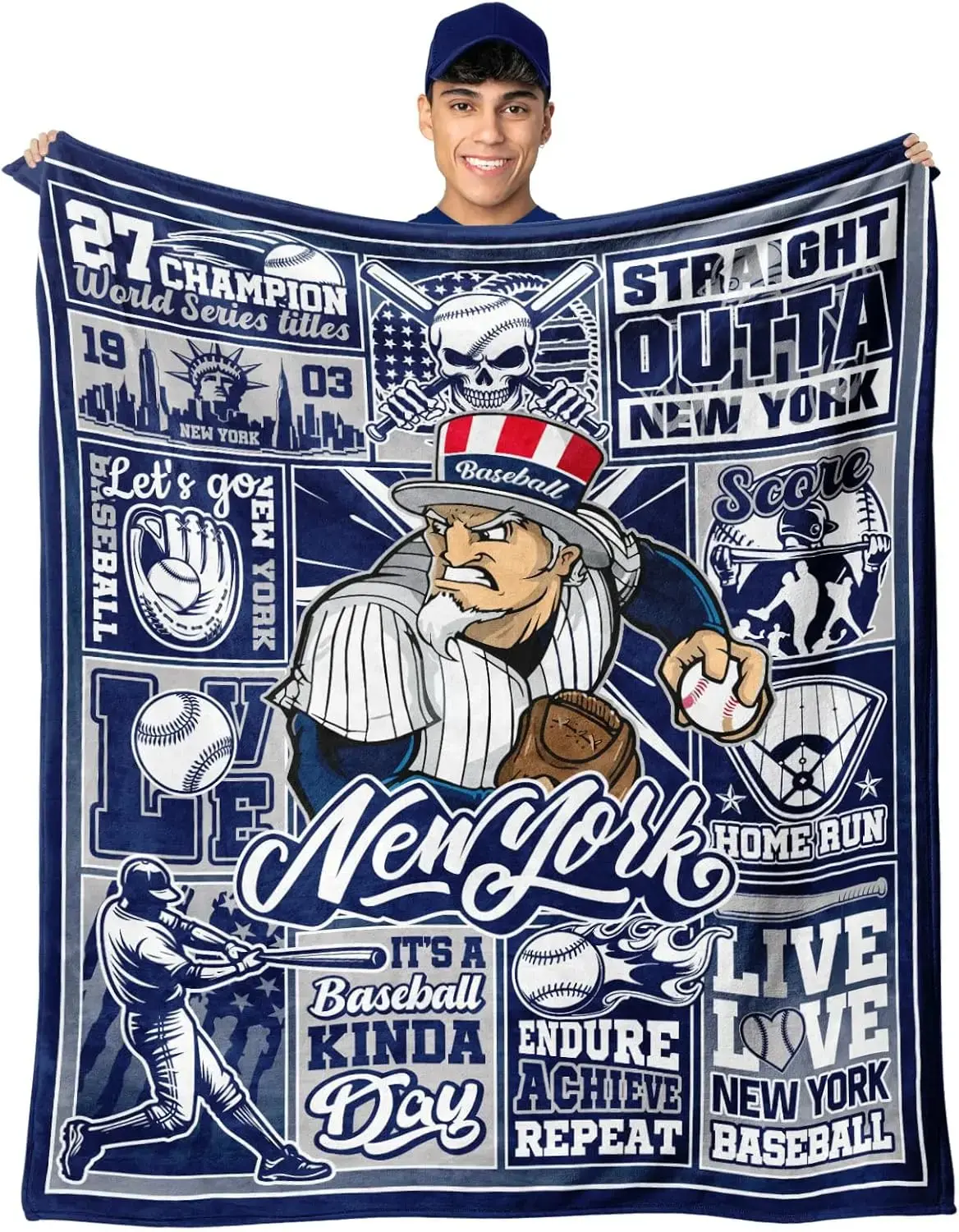 New York baseball blanket, men’s baseball gift, gifts for fans/coaches, birthday/Christmas gift, Yankees stadium blanket